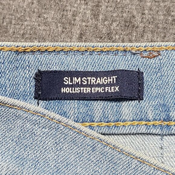 Hollister Mens Jeans 29x30 Blue Slim Straight Epic Flex Distressed Denim Pants - Picture 6 of 10